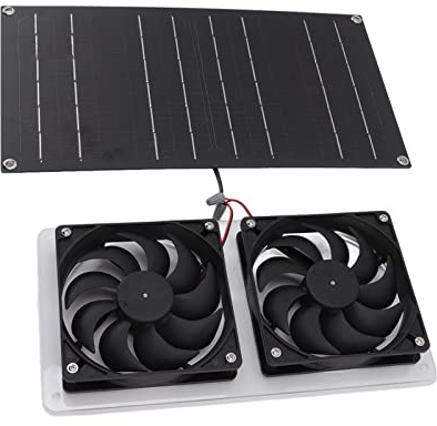 banapoy Solarpanel-Ventilator-Bausatz,100W 12V IP67 Wasserdicht Solarpanel mit Zwei Abluftventilatoren für Gewächshaus, Gartenlaube, Camping, Hühnerstall, Dachboden, Solarstrom Ventilator