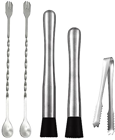 Set di strumenti agitatore 3 pezzi, 2 bastoncini di agitazione da 10 e 8, viene fornito con 2 cucchiai di agitazione e 1 fermacavi, set di strumenti per barra domestica, shaker da cocktail
