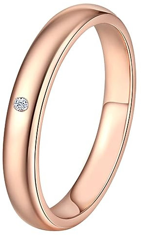 AMDXD Eheringe Diamant, Solitärring Gelbgold Au750 Solitär Diamant Diamantring Weiß, Gr.60 (19.1), Echt Gold