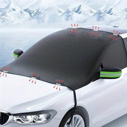 Aiuuee Frontscheibenabdeckung Winter, Wasserdicht Magnetische Windschutzscheibenabdeckung Eisschutz, Frostschutz, Schneeschutz, Winddicht, Faltbare Autoabdeckung Winter (260 x 114 cm)