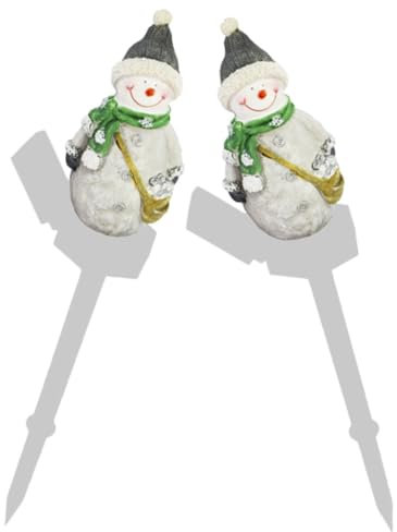 Amosfun 2stücke Solar Gartenleuchte Schneemann Design Wetterfeste Solar Außenleuchte Mit Einfachem Stecksystem Dekorative Solarlampe Für Garten Weg Einfahrt Terrasse Kabellose Gartenorname