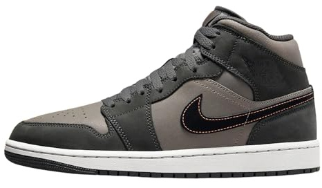 Nike Jordan Air 1 Mid (White/Metallic Gold-Obsidian 8), Nachtstadion/Schwarz/flaches Zinn, 10