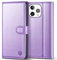 Kuafcase Compatible for iPhone 13 Pro Max Case with 4 Card Slots Magnetic Closure Kickstand Shockproof Protective Phone Case Compatible for iPhone 13 Pro Max - Light Purple