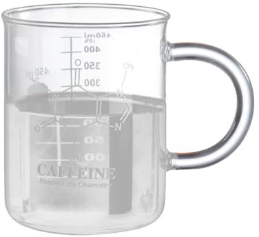 HOJIOESRD Taza de Vaso de cafeína, Taza de Vidrio de borosilicato Duradera y práctica, Taza de Vaso graduada ecológica con asa Elegante