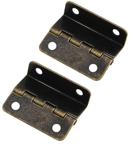 SagaSave Lot de 2 Charnières Demi-Surface à Trois Volets - Semi-Dissimulées Décalées pour Porte, Coffre, Armoire, Matériel de Meubles [Bronze]