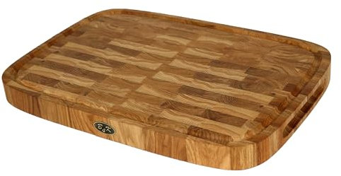 B4K® 50х35х4 cm Bloc à découper en chêne | Planche en bois de cerveau avec poignées et pieds en silicone | Planche en bois de cerveau antibactérienne | Planche à découper