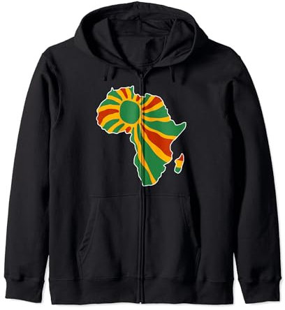 Proud Of My Roots Love Africa Map With Pan African Colors Zip Hoodie