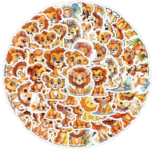 Der Löwe Aufkleber Lion Stickers 50 Stück Skateboard Graffiti Aufkleber Motorräder Fahrrad Snowboard Gepäck Laptop Auto Koffer für Kinder und Jugendliche Wasserdichte Vinyl Aufkleber
