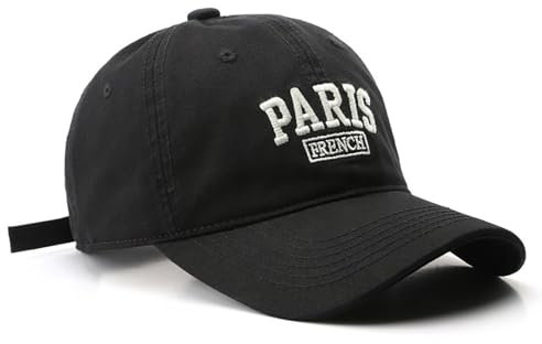 Paris Hat Unisex Baseball Cap Soft Sun Hat Adjustable Trucker Cap, Schwarz, M-L