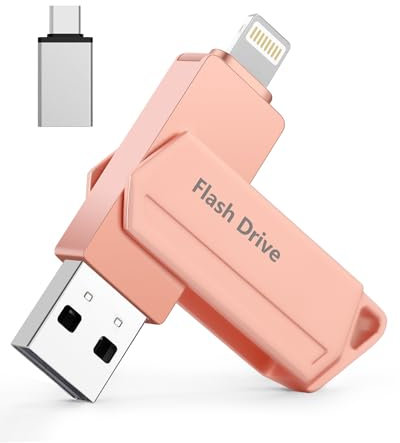 Chiavetta USB per iPhone 512GB MFi Certified 3 in 1 Penna USB 3.0 Lightning chiavette USB c Photostick Pen Drive Pennetta per iPhone/iPad/iOS/Android/Mac/PC - Memoria Esterna per iPhone(Rosa)