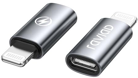 RAVIAD Adaptateur USB C vers Lightning (Lot de 2), Adaptateur Lightning Charge Rapide 36W PD pour iPhone 14 13 12 11 Pro Max, Pad Pro/Air 5/Mini 6, Pod Nano/Touch, Pas pour Audio/OTG