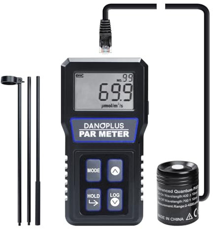 PAR-Messgerät für Riffbecken Wasserdichter Aquarium IP68 Quantensensor PPFD-Datenlogger PAR-Meter Mit 200 cm langem Kabel und 94 cm solider Teleskopstange im Lieferumfang enthalten