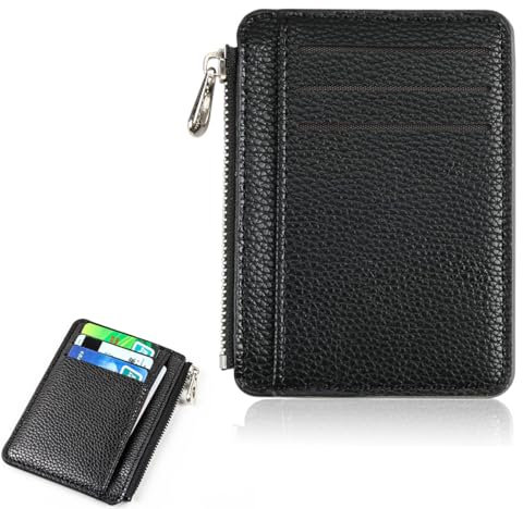 AFCJLTO Portefeuille Unisexe Fin avec Porte-Monnaie, 1 pcs Porte-Monnaie Ultra-Plat en Cuir avec Porte Carte de Crédit - Design Minimaliste et Élégant - Mince et élégant, pour Femmes et Hommes