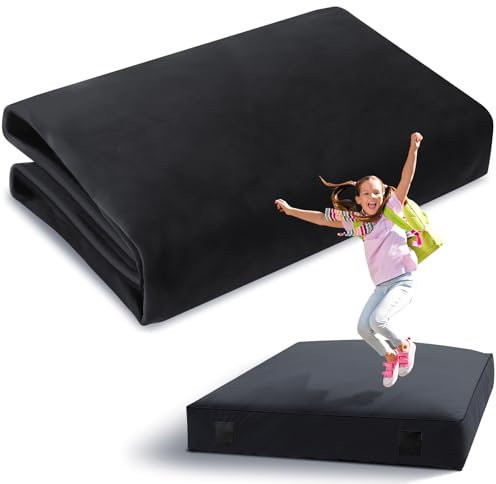 Maasechs 152 x 150 cm oder 90 x 122 cm Bezug für Crash-Pad, sensorische Sturzpads für Kinder und Erwachsene, langlebig und sicher, maschinenwaschbar, nur Pads (dunkelgrau, 152 x 152 cm)