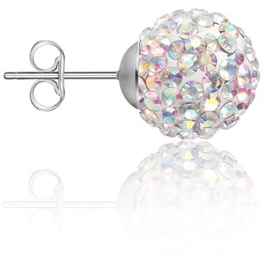 AOEDEJ 1 Piece Disco Ball Earrings for Women Silver Ball Earrings Crystal Earrings Studs Silver Crystal Earrings Cubic Zirconia