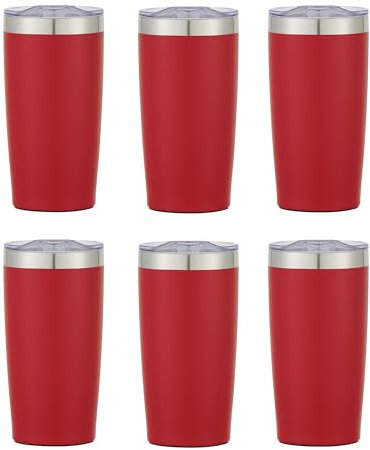 Gifts by Design 6 Ct of 20 Oz Two-Tone Himalayan Stainless Steel Tumbler with Lid – Red – Customizable Insulated Cups for Water, Coffee, Hot & Iced Drinks – Great for DIY, Events, Work