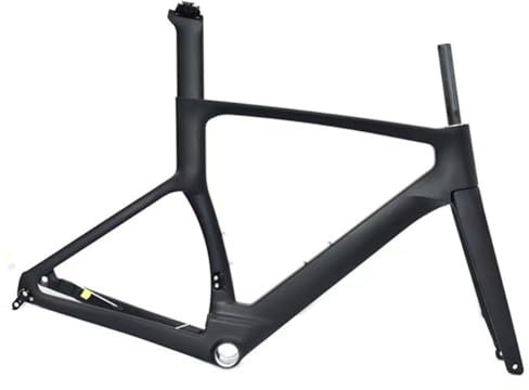 BSFHQS 700C Carbon Rennrad Rahmenset 47/49/52/54/56/58cm Straßenfahrrad Hartschwanz Rahmen Scheibenbremse Fahrradrahmen Steckachsenrahmen F12*100MM/R12*142MM Interne Verlegung(47cm)