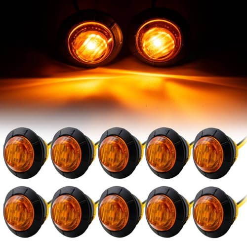 AUTOXBERT 10 Stück 3/4 LED Seitenmarkierungsleuchten 12V 24V Begrenzungsleuchten Positionsleuchten Runde Gelb Markierungsleuchten für LKW Anhänge Van Caravan Lastwagen Wohnmobile Wohnwagen