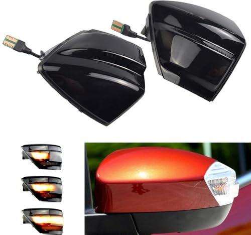 Dynamische LED Blinker Licht Außenspiegel Blinkerleuchte Ersatz für Ford S-Max 2007-2014 Kuga C394 2008-2012 C-Max 2011-2019 Blinker Sequentielle Blinker Lampe (Schwarz)