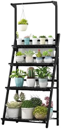 Espositore per piante in bambù, per interni ed esterni, scala in legno, per piante grasse, espositore in legno a prova di umidità, per patio, balcone, fioriera