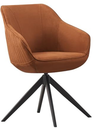 B&D home Esszimmerstuhl Pandora, Armlehnenstuhl Schreibtischstuhl Loungesessel Drehstuhl für Esszimmer, Wohnzimmer, Büro, Industrial modern Design, Curry, 1 Stück, 11124-CURY-1