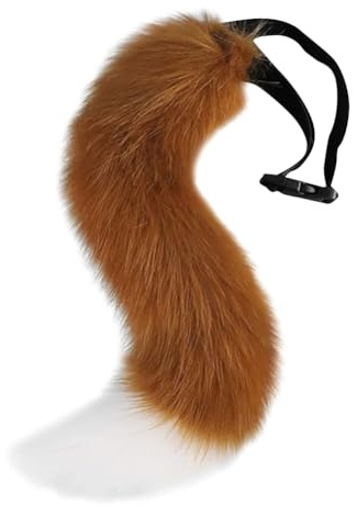 FSSTUD Fuchsschwanz aus Kunstfell, modisch, verstellbar, flauschiger Schwanz, Kostüm, großer dekorativer Tierschwanz, Halloween, Party, Kostüm, Schwanz mit Riemen und Schnalle für Weihnachten