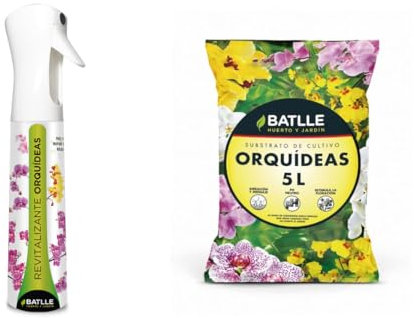 Pack Orquídeas: Revitalizante de orquídeas 300ml + Sustrato para orquídeas 5 litros Fertilizante para orquídeas. Aporta nutrientes, mejora su aspecto. Listo para usar.