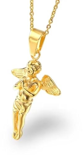 Halskette Ketten Schmuck Herren Frauen Anhänger Necklace Kleiner Engel Mit Flügeln Anhänger Halsketten Gold-2