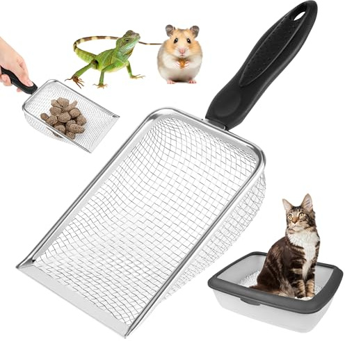 JSMTKJ Pala para Arenero de Gatos, Pala de Arena para Mascotas de Metal