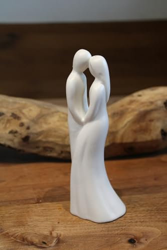Verliebtes Ehepaar Porzellanfigur - Romantische Hochzeitsdeko in Weiß, 16,5 cm - Elegante Dekofigur für Brautpaar, Liebespaar oder Ehejubiläum - Zeitloses Geschenk für Valentinstag & Jubiläen
