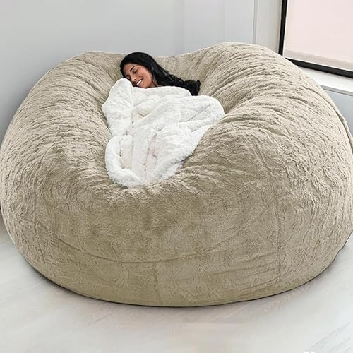 Stor XXL-sittpuff med lurvig sammetsbeklädnad för soffa, dekorativ sittpuff för vardagsrum, för inomhus och utomhus, utan fyllning, överdrag för bäddsoffa i konstläder
