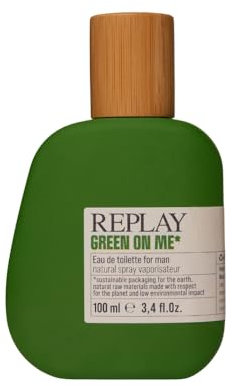 Replay Green On Me Man Eau de Toilette für Herren, 100 ml – würziger und holziger Herrenduft mit Noten von Kardamom, Cannabis und Sandelholz – frischer, natürlicher und umhüllender Duft