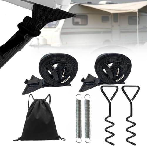 Sturmband Camping Markise,Sturmband für Vorzelt,Sturmsicherung Markise Wohnmobil,Abspanngurte Markise Wohnmobil, Sturmsicherung Vorzelt,Markise Abspannset,Wohnwagen hold down Side kit
