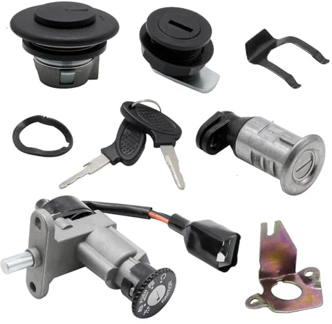 Ollanoos Ignition Switch Assembly 4‑Wire Square Lock Motorcycle Fuel Lock, Replacement for Gas Scooter 139QMB GY6 Chinese Moped Novelty