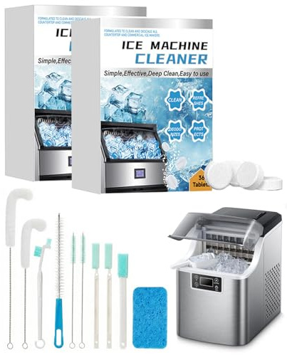 Rudfovn 72 Pcs Ice Machine Cleaner, Ices Maker Cleaning Effervescent Tablet with 10 Pcs Cleanup Tools for Limescale and Mineral Buildup