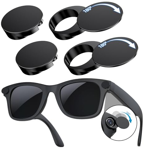 4PCS 180°Rotating Camera Privacy Cover & LED Light Cover for Meta Wayfarer/Skyler/Headliner Gen 2/Oakley Meta HSTN Smart Glasses Accessories Reusable Blackout Led Blocker/Webcam Privacy Cover for Meta