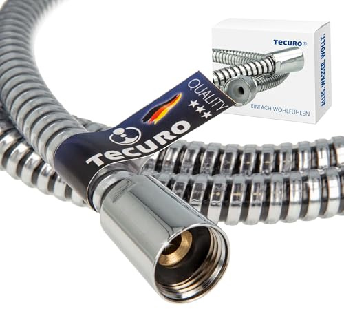 tecuro 150 cm Brauseschlauch ROYAL 1/2 Zoll Drehkonusmutter x 1/2 Zoll Rändelmutter, metalleffekt, Trinkwasser-Konform, KTW BWGL, DIN EN 1113