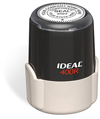 Corporate Seal Stamp, Ideal 400R, Round 1-5/8 Impression, Black Body
