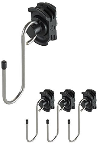 4 x Kerl Butler - Automotive Fitting mit Haken für Airlineschienen (z.B. LS-AL-10006, etc.), Endbeschlag, Stahl, schwarz-Silber