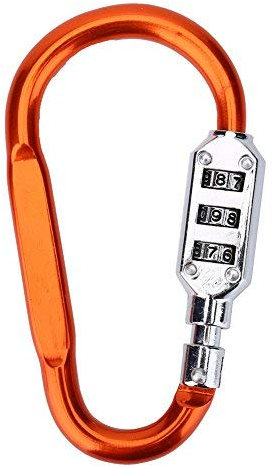 TOPINCN moschettone Blocco in Lega di Alluminio Climbing Clip bloccaggio di Sicurezza con Combinazione 3 cifre Lucchetto per Escursioni e Campeggio Corda, Orange