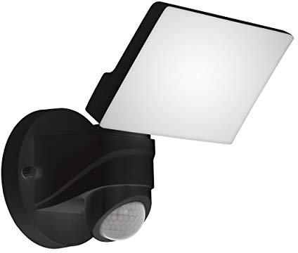 EGLO LED Außen-Wandlampe Pagino, 1 flammige Außenleuchte, Sensor-Wandleuchte aus Kunststoff, Farbe: Schwarz, Außenstrahler mit Bewegungsmelder, IP44