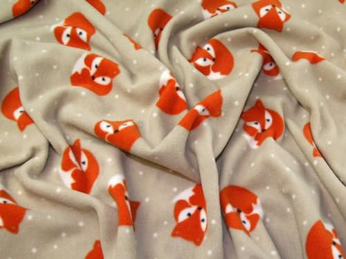 Minerva Crafts Fleece-Stoff, Füchse, Beige, Meterware