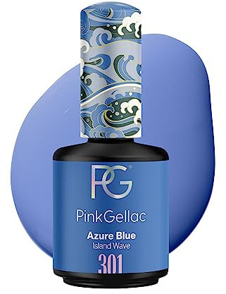 Pink Gellac UV Gel Nagellack - 301 Azure Blue 15 ml - Lang Anhaltend Shellac Nagellack Blau - Gel UV für 14 Tage Nägel in Salonqualität - Made in Holland