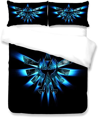 DDONVG Zelda Bettwäsche-Set für Einzelbett, 135 x 200 cm, 3D-gedrucktes Muster, Mikrofaser, weiches Bettbezug-Set und Kissenbezug 50 x 75 cm (B,135 x 200 cm)