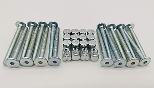 HMH-Shop Bettschraube sechskant M6x50mm / M6x60mm / M6x70mm / M6x100mm Möbelschraube Quermutter M6 (16, Bettschraube M6x60mm + Quermutter)