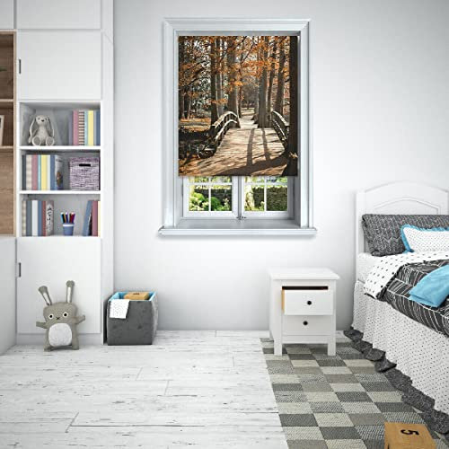 Lister Cartwright Photographic Blackout Roller Blinds For Bedroom Windows - (150 x 140 cm) Easy to Fit Roller Blinds For Windows With Child Safety Included - Park Bridge