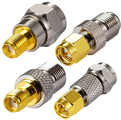 Vecys SMA vers F-Type de Câble Coaxial Adaptateur Droit 4 Kit pour Radio FM Antenne Dab WiFi CATV-TV Modems Réseau d'Antennes (4 Pièces)