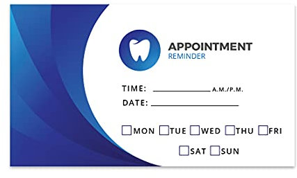 Andaz Press Dentaltermin-Visitenkarten für Zahnärzte, Kunden-Erinnerung, Patienten, Zahnarzt, Kinder, Kinderzahnärzte, Kieferorthopädische, Oralchirurge, Großpackung 100 Karten, 2 x 3,5 Zoll