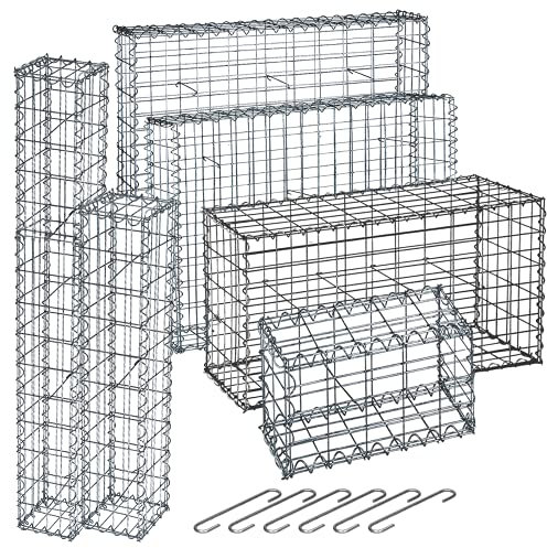 Gabionen - Drahtstärke 3.5 mm, mit Spiralverbindungen und Distanzhalter, verzinkter Stahl, Setwahl - Steinkörbe, Steinzaun, Steinkorb, Gabionenkörbe, Steingabionen, Drahtkorb Gabione, Zaun