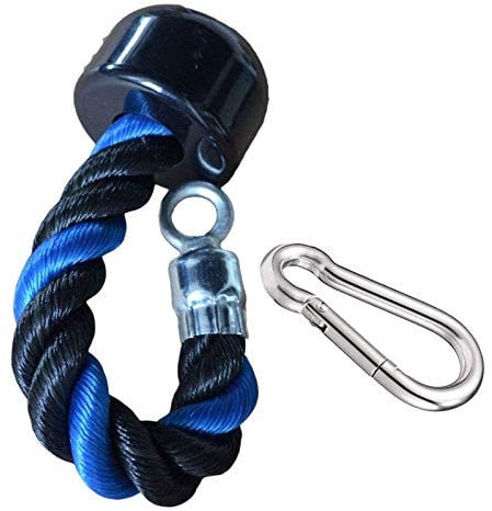 U/D Triceps Single Rope LAT Pull Down Handle Cable Machine Multi-Gym Attachment with Carabiner for Arm Bicep Muscle Building (Blue)